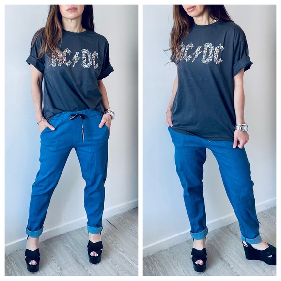 ShopEvelynne Tops - #11 AC DC FLORAL GRAPHIC PARIS TEE